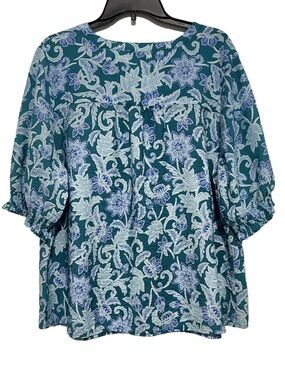Croft & Barrow Teal Floral Blouse